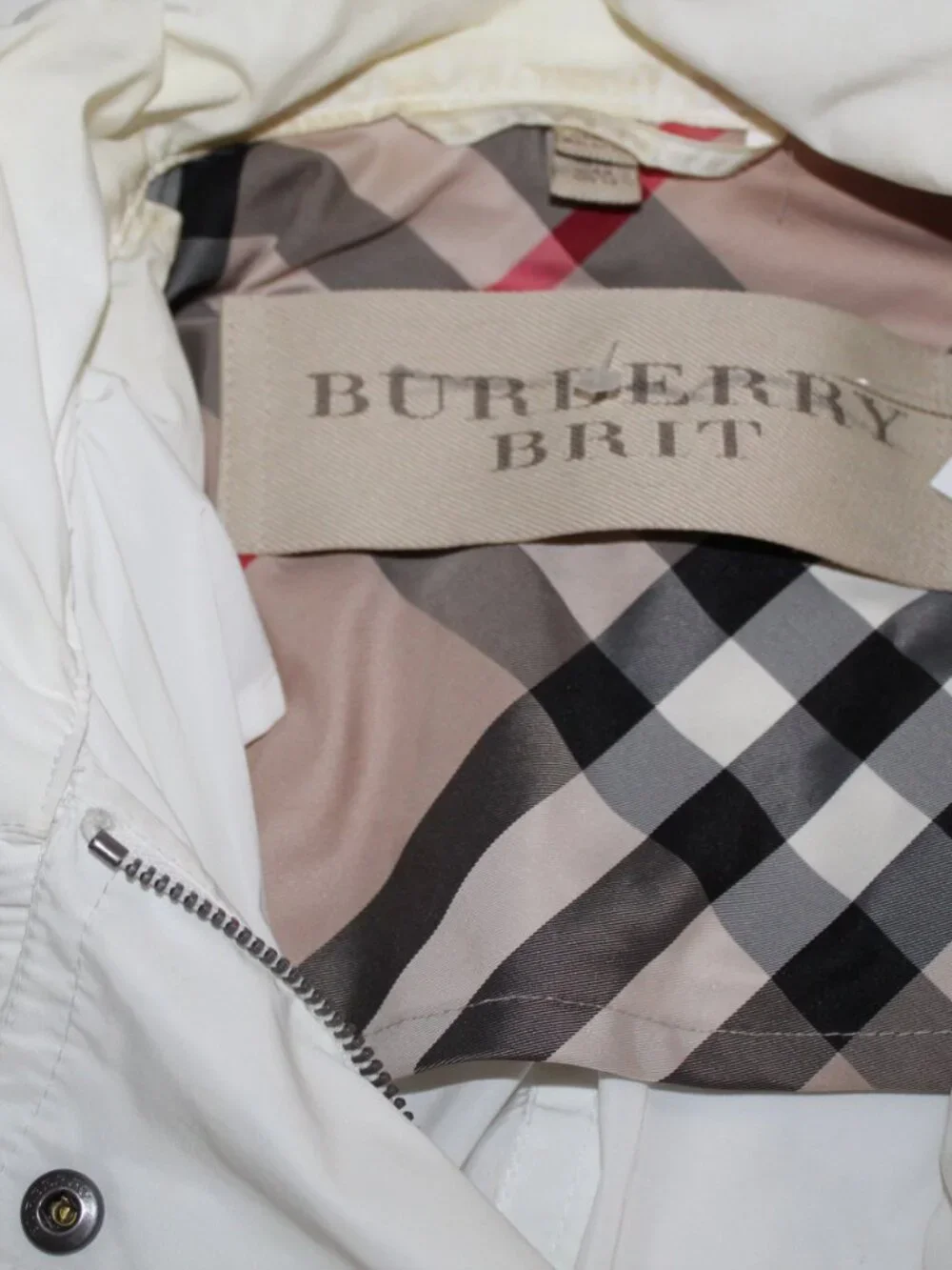 Burberry Brit White Removable Hooded Belted Trench Jacket Coat US 8 UK 10 IT 42 - Picture 10 of 14
